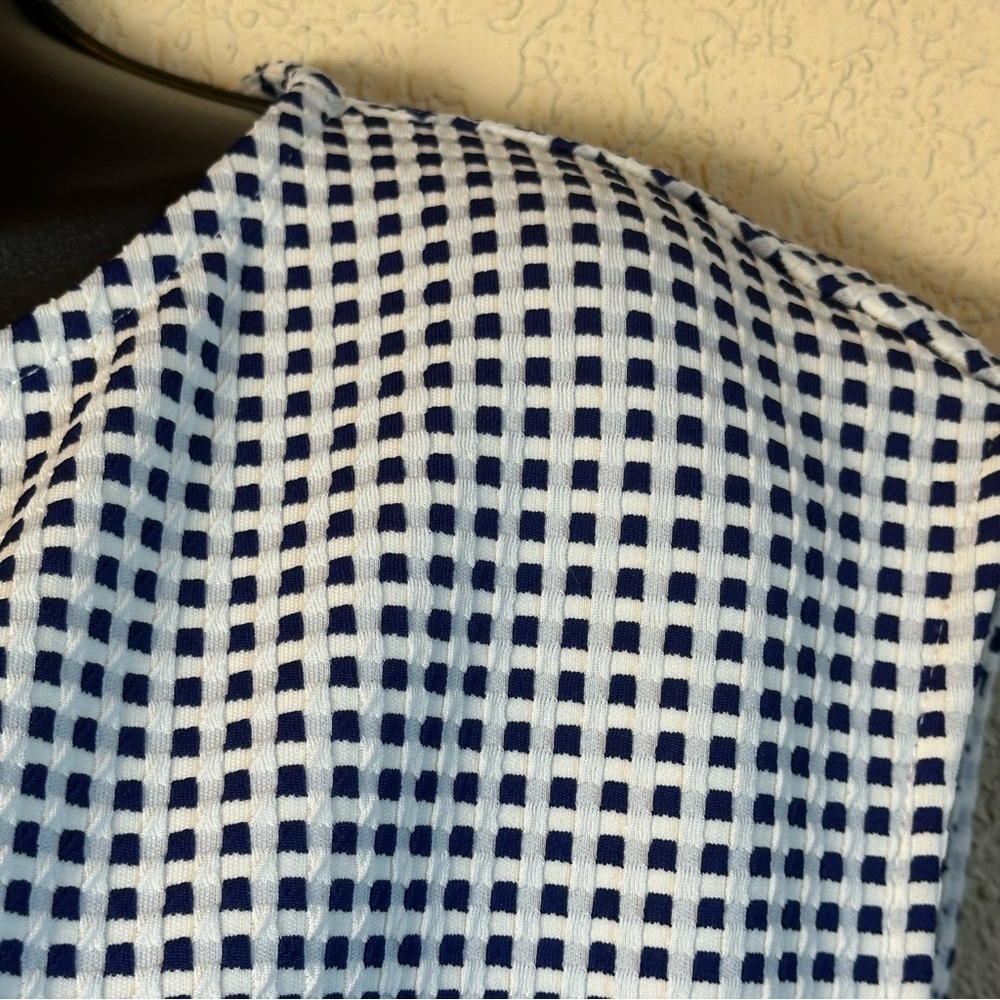 Cremieux Women's Small KNT Connie Tie Navy White Check Sleeveless Side Tie NWT - Picture 4 of 10